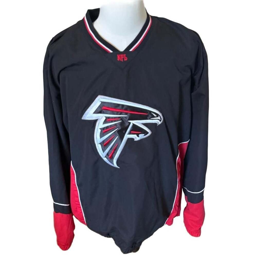 Nfl Atlanta Falcons Windbreaker Pullover Jacket Size XL Black
